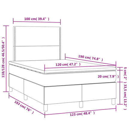 Letto a Molle Materasso e LED Grigio Chiaro 120x190 cm Tessuto