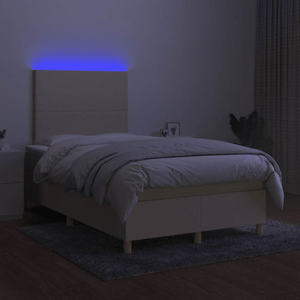 Letto a Molle con Materasso e LED Crema 120x190 cm in Tessuto