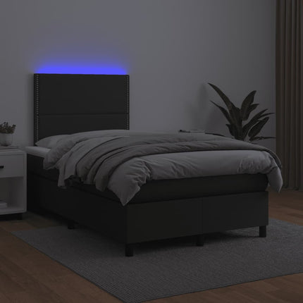 Letto a Molle con Materasso e LED Nero 120x190 cm in Similpelle