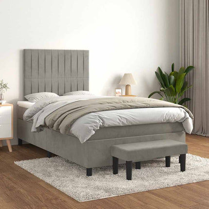 Giroletto a Molle con Materasso Grigio Chiaro 120x190cm Velluto