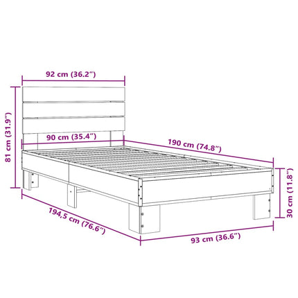 Giroletto Rovere Fumo 90x190 cm in Legno Multistrato e Metallo