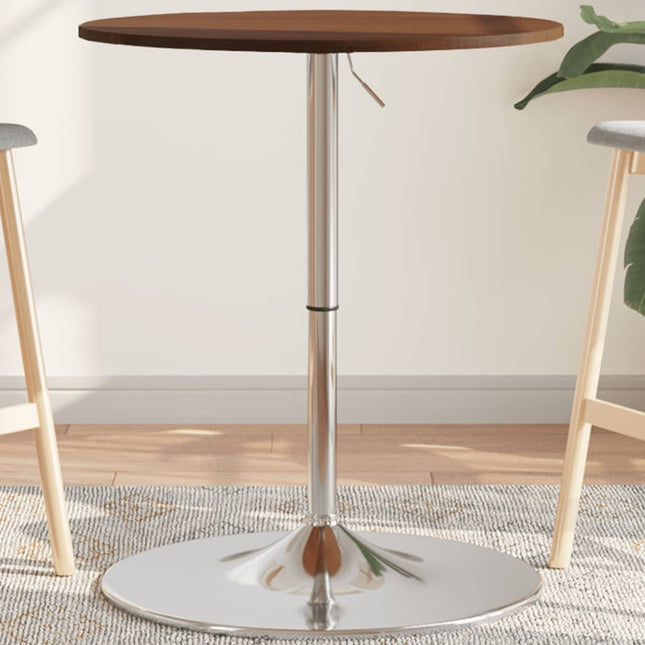 Tavolino da Bar Marrone Scuro Ø60x89,5 cm Legno Massello Rovere