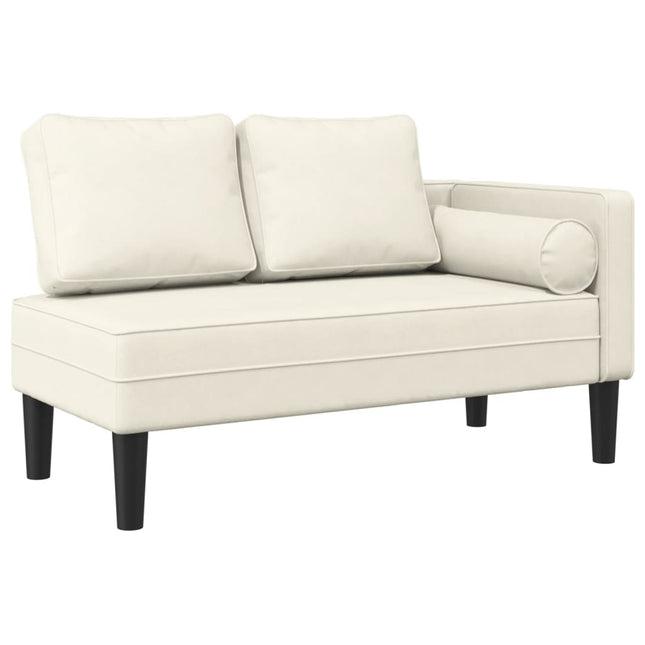 Chaise Longue con Cuscini Crema in Velluto