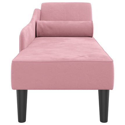 Chaise Lounge con Cuscini Rosa in Velluto
