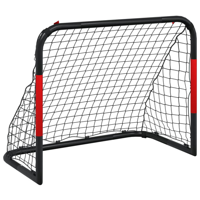 Porta da Calcio con Rete Rossa e Nera 90x48x71 cm in Acciaio