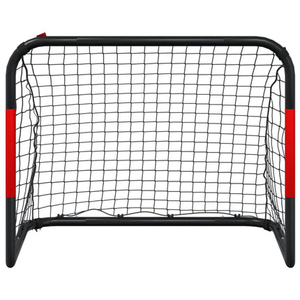 Porta da Calcio con Rete Rossa e Nera 90x48x71 cm in Acciaio