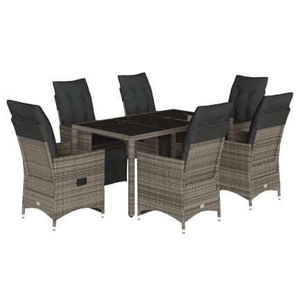 Set BistrÃƒÆ’Ã‚Â² da Giardino 7 pz con Cuscini in Polyrattan Grigio