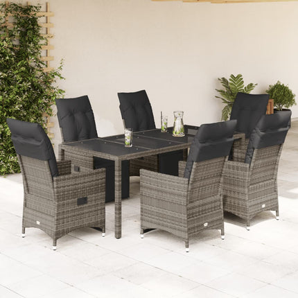 Set BistrÃƒÆ’Ã‚Â² da Giardino 7 pz con Cuscini in Polyrattan Grigio