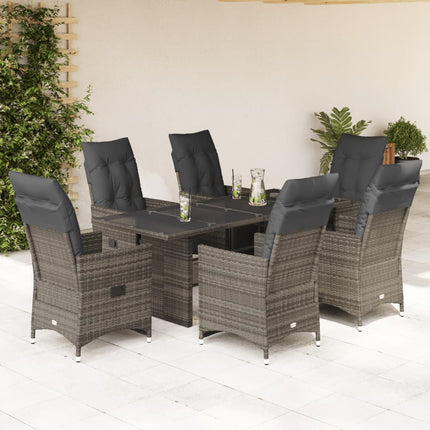 Set BistrÃƒÆ’Ã‚Â² da Giardino 7 pz con Cuscini in Polyrattan Grigio