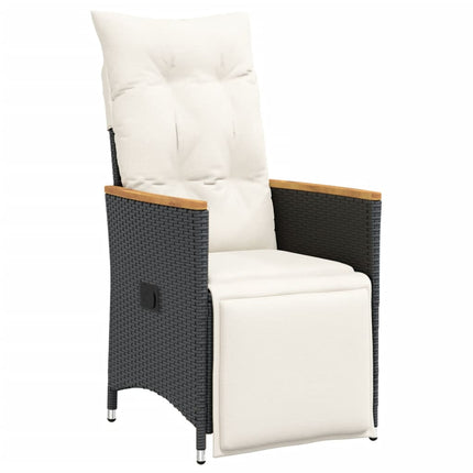 Set da BistrÃƒÂ² da Giardino 7 pz con Cuscini Nero in Polyrattan
