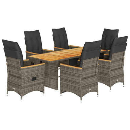 Set BistrÃƒÆ’Ã‚Â² da Giardino 7 pz con Cuscini in Polyrattan Grigio