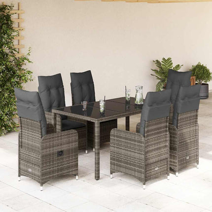 Set BistrÃ² da Giardino 5 pz con Cuscini in Polyrattan Grigio