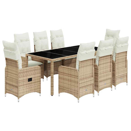 Set da BistrÃƒÆ’Ã‚Â² da Giardino 9 pz con Cuscini Beige in Polyrattan