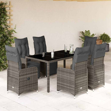 Set BistrÃƒÆ’Ã‚Â² da Giardino 7 pz con Cuscini in Polyrattan Grigio