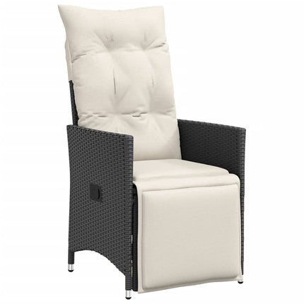 Set da BistrÃƒÂ² da Giardino 11 pz con Cuscini Nero in Polyrattan