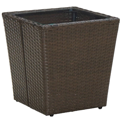 Set BistrÃƒÂ² 3 pz con Cuscini Marrone Polyrattan e Vetro