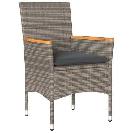 Set da BistrÃƒÂ² 3 pz con Cuscini Grigio Polyrattan e Vetro