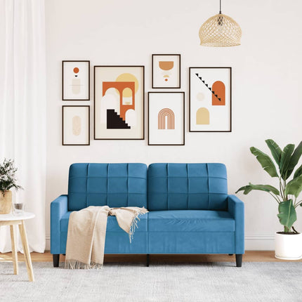 Divano a 2 Posti Blu 140 cm in Velluto