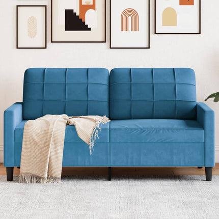 Divano a 2 Posti Blu 140 cm in Velluto