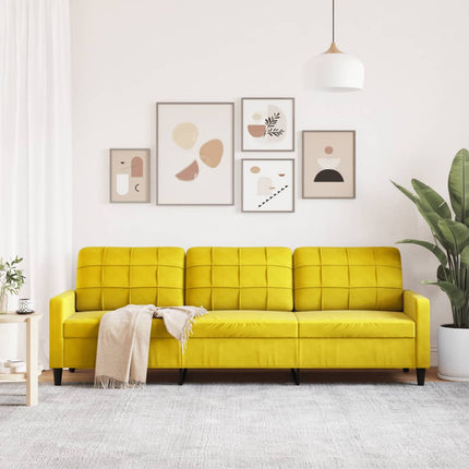 Divano a 3 Posti Giallo 210 cm in Velluto