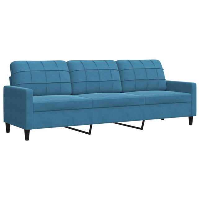 Divano a 3 Posti Blu 210 cm in Velluto