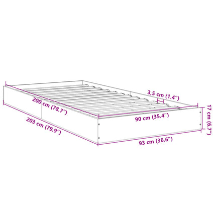 Giroletto senza Materasso Rovere Fumo 90x200 cm in Truciolato