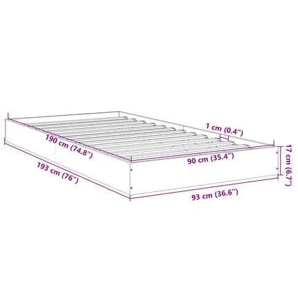 Giroletto senza Materasso Rovere Fumo 90x190 cm in Truciolato