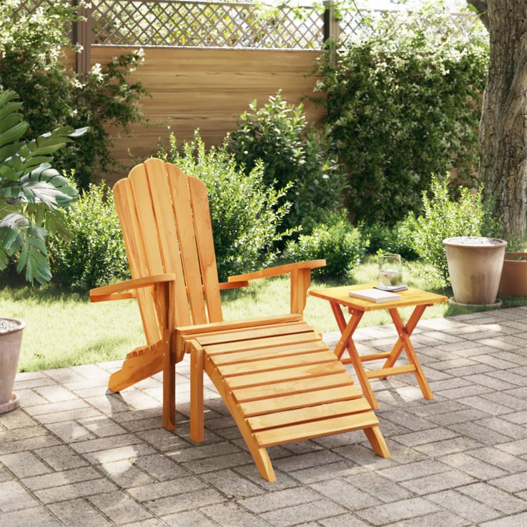 Sedia Giardino Adirondack con Poggiapiedi Legno Massello Teak
