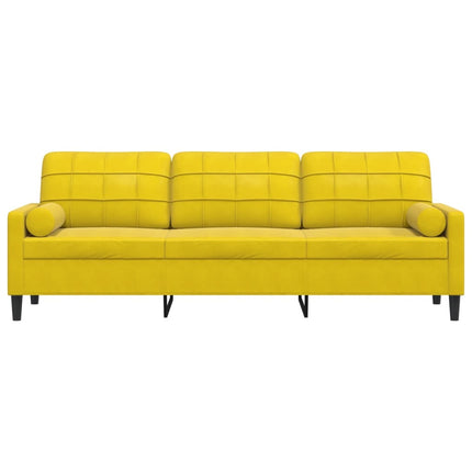Divano a 3 Posti con Cuscini Giallo 210 cm in Velluto