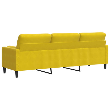 Divano a 3 Posti con Cuscini Giallo 210 cm in Velluto