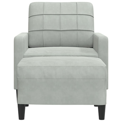 Poltrona con Poggiapiedi Grigio Chiaro 60 cm in Velluto