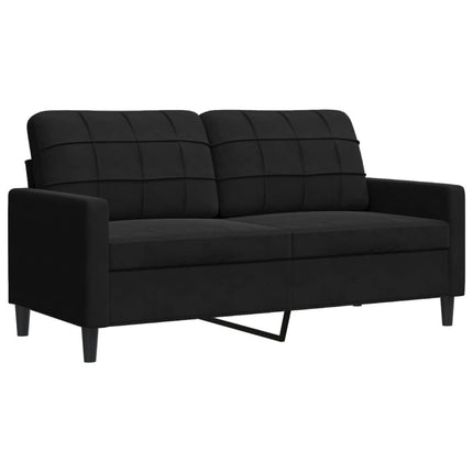 Set di Divani 2 pz con Cuscini e Rinforzi Nero in Velluto