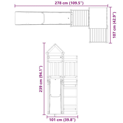 Set da Gioco da Esterno in Legno Massello di Pino