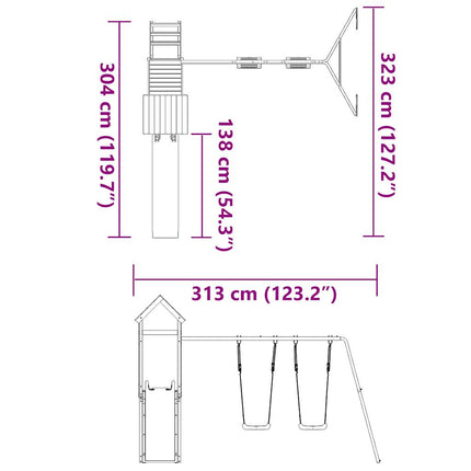 Set da Gioco da Esterno in Legno di Pino Impregnato