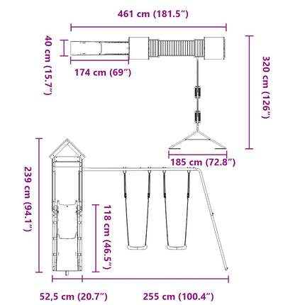 Set da Gioco da Esterno in Legno Massello di Douglas
