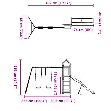 Set da Gioco da Esterno in Legno di Pino Impregnato