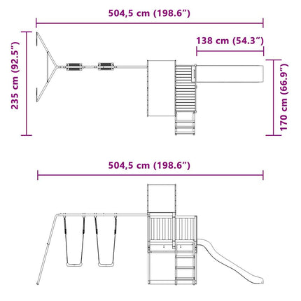 Set da Gioco da Esterno in Legno Massello di Pino
