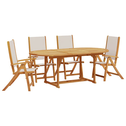 Set Pranzo da Giardino 5pz Legno Massello di Acacia e Textilene