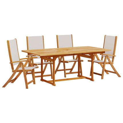 Set Pranzo da Giardino 5pz Legno Massello di Acacia e Textilene