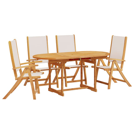 Set Pranzo da Giardino 5pz Legno Massello di Acacia e Textilene