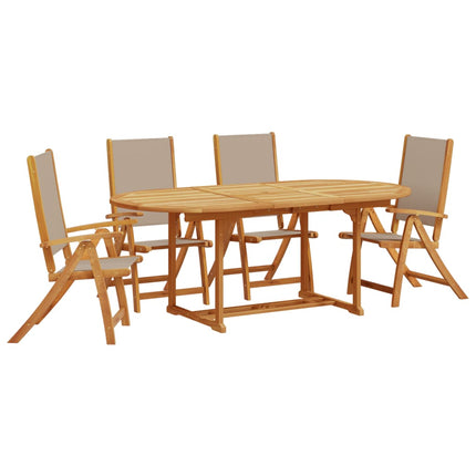 Set Pranzo da Giardino 5pz Legno Massello di Acacia e Textilene