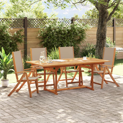 Set Pranzo da Giardino 5pz Legno Massello di Acacia e Textilene