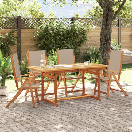 Set Pranzo da Giardino 5pz Legno Massello di Acacia e Textilene