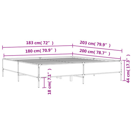 Giroletto Grigio Sonoma 180x200 cm in Legno Multistrato Metallo