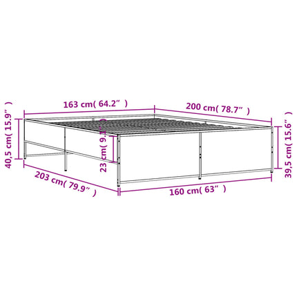 Giroletto Grigio Sonoma 160x200 cm in Legno Multistrato Metallo
