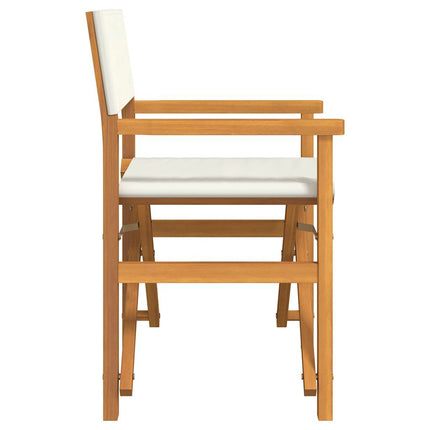 Sedia da Regista Pieghevole Crema in Legno Massello di Teak