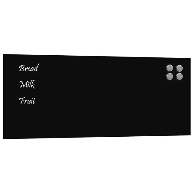 Lavagna Magnetica a Parete Nera 100x40 cm Vetro Temperato