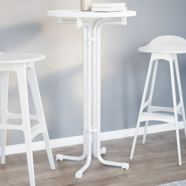 Tavolo da Pranzo Bianco Ã˜60x110 cm Legno Multistrato e Acciaio