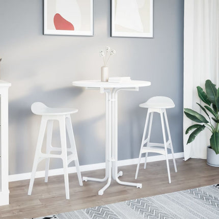 Tavolo da Pranzo Bianco Ã˜80x110 cm Legno Multistrato e Acciaio