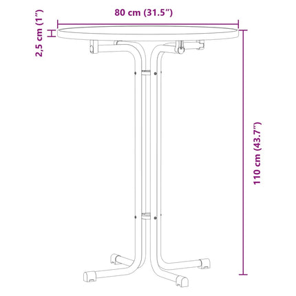 Tavolo da Pranzo Bianco Ã˜80x110 cm Legno Multistrato e Acciaio